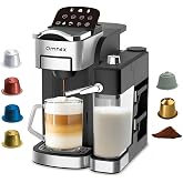 Omnex Ox-Pro2 Espresso Coffee Machine 20 Bar Capsule & Ground Coffee, Milk Foamer Latte Cappuccino