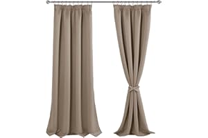 JIUZHEN Gardinen mit kräuselband Verdunklungsvorhänge Vorhang Blickdicht Gardinen Wohnzimmer Vorhänge Schlafzimmer Thermovorhang Taupe, H245 x B140 cm,2er Set