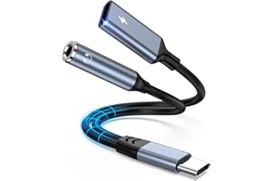 ROCKETEK 2 in 1 Adattatore USB C Jack 3.5 mm, Adattatore USB Tipo C Cavo Audio Aux PD 60W Ricarica Rapida Auricolari Splitter per iPhone 15 Pro Max Plus/iPad Pro, Samsung Galaxy S24 S23 S22/Pixel/Hua-wei