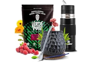 ‎VERDE MATE Yerba-Mate-Set - Verde Mate Green Raspberry Vitality 500g + Yerbomos X + Keramik-Calebasse & Zubehör