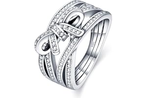 KUNSIR 925 Sterling Silber Ringe für Damen Liebesknoten Ringe Finger Federringe Schmuck Geschenke gekreuzte Ringe für Frauen mit Zirkonia Größe