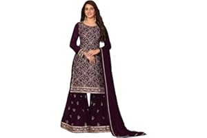 Xomantic Fashion Damen Gestickte Georgette Pakistani Salwar Anzug Sets mit Dupatta
