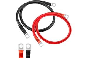 GothicBride Cavi Batteria Auto 35mm² 50 cm Cavi per Batteria Auto 12V con Terminali ad Anello M8 Cavi Batteria per Moto, Auto, Camper, Solari