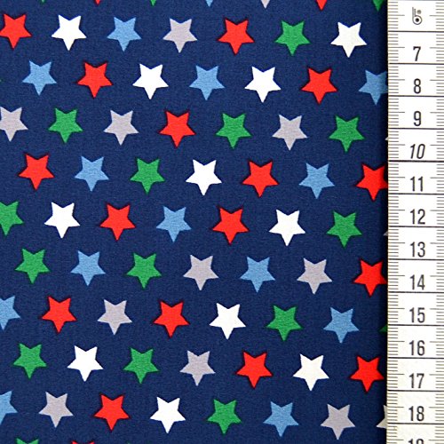 Baumwoll-Stoff „Nasch-Mich“ bunter Kinder-Stoff aus 100% Baumwolle / Meterware / ab 50cm / FX (Sterne auf dunkelblau) - 5