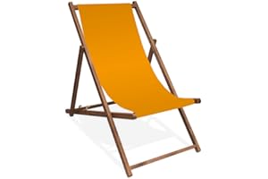 MULTIBRANDS Liegestuhl, Holz, Orange ohne Armlehne mit dunkelbrauner Lasur, klappbar