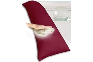 ‎TRAUMREITER Traumreiter Visco Dream Seitenschläferkissen mit Bezug Baumwolle Bordeaux, schweres Memory Foam Schwangerschaftskissen, XXL langes Seitenschläfer Kissen Body Pillow, Höhe & Festigkeit verstellbar