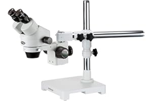 AmScope SM-3BX Microscope Professionnel avec Zoom stéréo, oculaires WH10x, grossissement 3,5 x 45x, Zoom 0,7 x 4,5 x, éclairage ambiant, Support de Perche, Comprend Une lentille de Barlow 0,5 x
