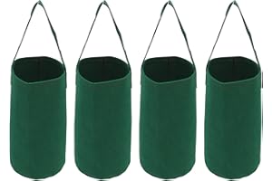 TITA-DONG Lot de 4 plants de tomates fraises sur la tête, suspendus durable aération, sacs de plantation de légumes de jardin pour patio, maison, balcon (vert)