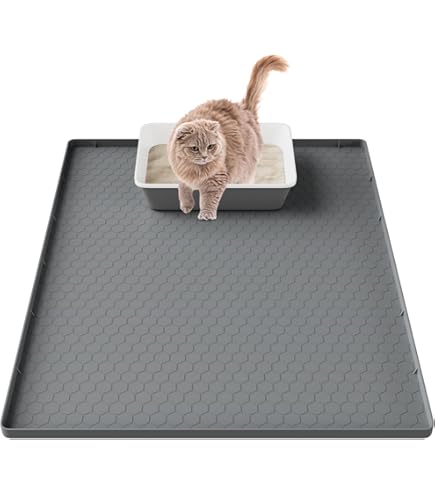 JanYoo Katzenstreu Matte - Wasserdichte PVC Matte Gegen Streu-Verteilung 40x30 Cm