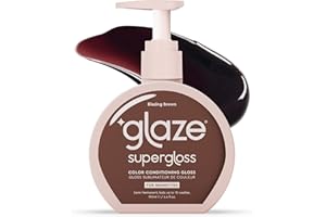 Glaze Supergloss Color Conditioning Gloss With Dispensing Pump – Hydrating Semi-Permanent Color Hair Gloss & Shine Boost – For Natural Medium to Dark Brown Hair – 6.4 Fl Oz - Blazing Brown