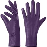 Women's Lambskin Leather Winter Gloves - Thermal Lined, Touchscreen, Waterproof