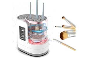 BAKENLON Nettoyeur Pinceau Maquillage Électrique avec Sécheur, 3 en 1 Nettoyeur Pinceaux Maquillage avec Bouton Tactile, Nettoyant électrique pour Pinceaux de Maquillage, Nettoyeur de pinceaux de Maquillage