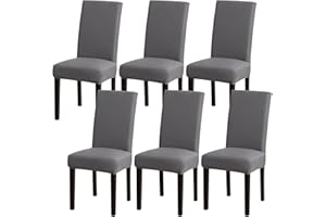 ‎MAFUDOXI mafudoxi Stuhlhussen 6er Set, Stretch Abnehmbare Waschbar Stuhlbezug, Stretch Stuhlhusse mit Gummiband, für Hotel, Bankett, Restaurant, Haus, Party, Hochzeit(Grey, 6Stück)