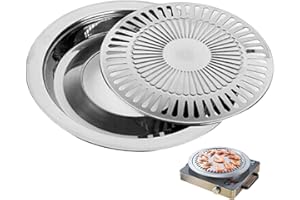PINEESEATILE Piatto Barbecue, Piano Coro Coreano Coreano Grill Padella BBQ Grill Padella 12 Rotonde Acciaio Inossidabile Inossidabile Non Acceso per Cucina Esterna