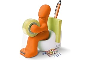 BUTT SUPPLIES THE BUTT - Porta Nastro Adesivo e Portaoggetti - Accessorio Divertente per Ufficio, Casa o Scuola - Organizer per Scrivania e Porta Bloc-notes, con Graffette e Penna - Perfetto come Regalo (Arancione)