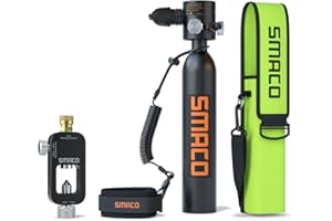 SMACO S300 Plus Scuba Tank Diving Gear for Diver 0.5L Mini Scuba Tank with 5-10 Minutes Backup Diving Tank Kit for Underwater Exploration Emergency Rescue Small Pony Bottle