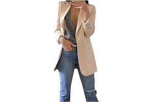 AMHOMELY Blazer for Women UK Casual Work Blazer Jackets Women Plus Size Blazer Solid Long Sleeve Office Coat Cardigans Suit Long Jacket Tops Sale Clearance Ladies Elegant Office Jacket Suit