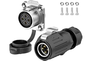 E-WeiChat EW-LP20 Conector industrial estanco IP68 Conector de aviación Conector circular antiinterferencias Conector eléctrico de liberación rápida M20 2-12 Pines Enchufe de brida (4 Pines)