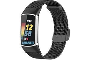 YOOSIDE Metalowa bransoletka do zegarka na rękę Fitbit Charge 6 / Charge 5, ze stali nierdzewnej, z siateczką, kompatybilna z Fitbit Charge 5, dla kobiet i mężczyzn