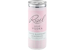 Rozél Rosé Vodka with Raspberry & Rose Lemonade, Premixed Cocktail in a Can, Ready-To-Drink Raspberry Flavoured Vodka & Mixer, Sparkling Fruit Flavoured 5% Low Alcohol Drink, Pink Cocktail Mix, 250ml