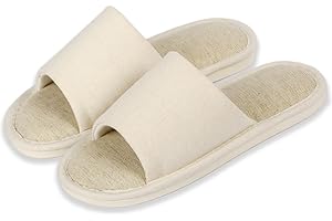 Anmerl Sommer Hausschuhe für Damen und Herren, Innen/Außen Offene Waschbare Pantoletten mit Rutschfester Sohle, Atmungsaktive Duschschuhe aus Baumwollleinen für Zuhause Reise Spa