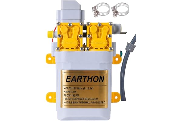 High Pressure Diaphragm Pump Double Motor 12V DC Electric Battery Operated Sprayer Water Pump Motor for Agriculture Farm Fogger Misting Spray Car Bike Wash Sanitizing Gardening 300 PSI