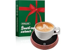 MYMULIKE Chauffe Tasse Bureau avec Inductance Gravitationnelle pour Arrêt Automatique, Réchauffe Tasse à 3 Réglages de Température, Maintien Thé Lait Café au Chaud