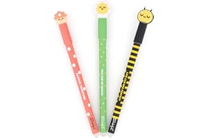 Mr. Wonderful - Pack 3 Stylo effaçable Bo-Bo Daisy, mushroom and bee - Never stop dreaming - Stylo bille à encre bleue