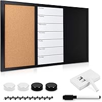 Navaris 3in1 Kombitafel 60x40cm - Kreidetafel Whiteboard Kork Pinnwand - Memoboard magnetische Seiten Weekly Plan inkl…