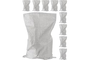 A&A SUPPLIES UK - 10 x Large Woven Rubble Builder White Rubbish Bags 60 X 100 CM Sacks - Strong Builders Garden Waste Bag - Heavy Duty Polypropylene PP DIY White Jumbo Sack 24.5 X 39" inches (10)