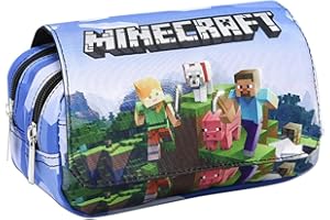 JXBBAAC Minnecrraft Trousse à Crayons,Minnecrraft Sac à Crayons Trousse à Crayons Zippée en Toile Dessin Animé Trousse Scolaire Trousse Scolaire Scolaires Papeterie Organisateur Trousse à Crayons pour Enfants