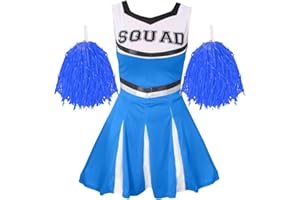 I LOVE FANCY DRESS DISFRAZ DE ANIMADORA MUSICAL AZUL PARA ADULTOS CON PONPONS AZULES PERFECTO PARA FIESTAS TEMATICAS (L)