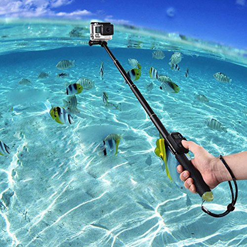 COOSA Einstellbare Teleskopverlngerungsstange Einbeinstativ fr Gopro Hero 4 Hero 3+ Hero 3 Hero 2 / Canon / Nikon / Sony und mehr Kameras, 36-110cm, Wasserdicht mit Zubehr-Set (grn)