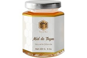 ROYAL BEE Miel de Thym Crémeux - Nouvelle-Zélande - 250g + 1 cuillère en bois offerte - Produit Brut et 100% Naturel – Antioxydant & Anti bactérien – Sans Additifs ni Conservateurs – Doux et crémeux
