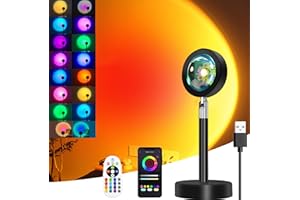 HFAN Sunset Lamp Projector, Remote & App Control 16 Colors Sun Lamp Mood Light, 360° Rotation LED Sun Sunrise Sunlight Lamp Ambient Lighting for Bedroom Office Decor Gifts for Women