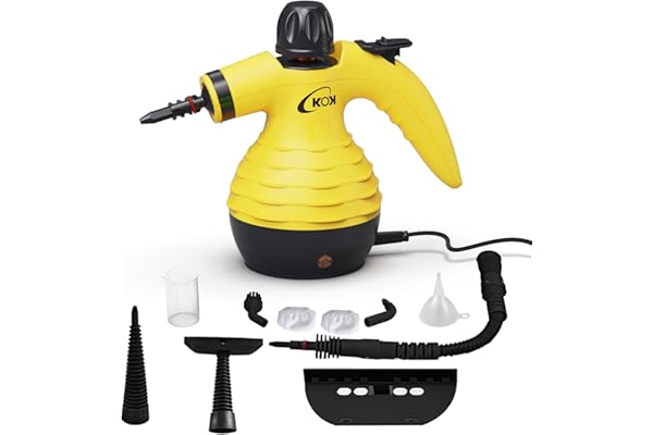 KOK Nettoyeur vapeur portatif, nettoyeur vapeur haute température multi-usages avec 10 accessoires, pour cuisine, salle de bain, sols, intérieurs de voiture, nettoyage sans produits chimiques