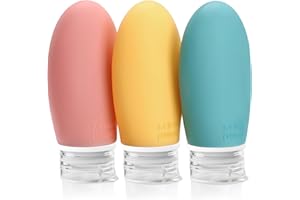 Opret Botes Viaje Rellenables 100ml 3 Piezas, Botellas de Viaje Silicona para Gel y Champu, Botes Viaje a Prueba de Fugas para Gel, Champús, Lociones y Artículos de Tocador, FDA Certificado Sin BPA