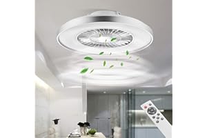 ‎BKZO BKZO moderne LED-Deckenleuchte mit Ventilator, Deckenventilator mit Lampe, 24 Lüftungsgeschwindigkeiten, mühelose Lichtdimmung, für Wohnzimmer, Schlafzimmer, Büro, 3000-5500 K, silberner Rahmen