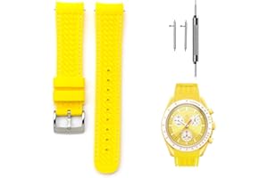 Ziknow Slicone Watch Straps for Moonswatch Swatch 20mm Curved End Moonwatch Strap for Omega X Swatch Speedmaster/Rolex/SEIKO Replacement Straps for Men Women