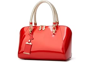 NICOLE & DORIS Moda Borse Donna Borse a Mano Elegante Borsa a Spalla in Vernice Sera Pochette Donna Borsetta da Sposa Rosso