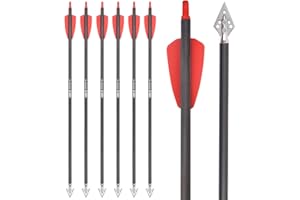 NIKA ARCHERY 15 Zoll Armbrustbolzen Carbon Pfeile 6 Stücke Passend mit 135 Korn Klinge Pfeilspitze für EK Cobra System RX Bogenjagd Outdoor Shooting