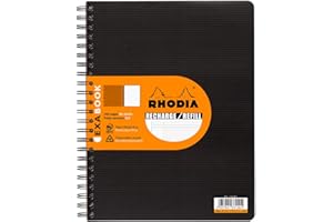 RHODIA 133142C - Cahier Recharge pour Cahier d'Organisation Exabook Noir - A4+ 22,5 x 29,7 cm - Petits Carreaux - 160 pages détachables perforation 4 trous - Papier Clairefontaine 80 g/m²