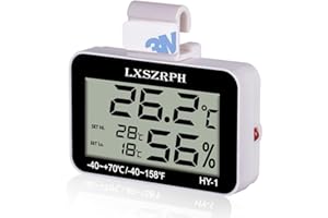 LXSZRPH Reptile Thermometer Hygrometer with High Low Temperature Alarm Digital Temperature Humidity Meter Gauge with Hook for Reptile Tanks, Terrariums, Vivariums, Black, 1 Pack (1Pack)