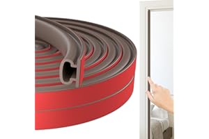 Jobon Joint Porte Fenetre Isolation et Phonique, Autocollant Joint Porte Entree Forme D, Joint Caoutchouc Porte Adhesif, Joint de Porte D'entrée, Bande Etancheite Porte Fenêtre (10M, Marron)