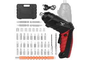 JENABOM Electric Screwdriver Cordless, 47 in 1 Upgrade Portable Cordless Driver, 3.6V Rechargeable 3.5N·m Screwdriver Kit, Dual Position Handle with LED Light for Home Improvement DIY Project