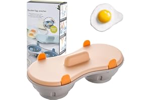 HAOSHICS Cocedor de huevos de doble taza al vapor para microondas, materiales seguros de grado alimenticio, utilizado en hornos microondas para hacer rápidamente huevos al vapor perfectos y nutritivos