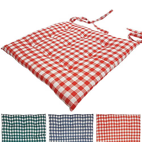 2x proheim Stuhlkissen Karo 40 x 40 cm 9er Steppung in Rot gepolstertes Sitzkissen bequeme & komfortable Sitzauflage in Sparsets - Farbwahl
