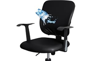 Bestenrose Funda para Silla de Oficina de Piel Sintética Impermeable Elástica Funda Silla Oficina para Ordenador Reposabrazos(no Incluye Sillas) (Negro, Paquete de 2 Unidades)