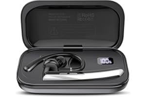 SKIUDCT Bluetooth Headset V5.3 120Hrs Talk Wireless Headset with Dual ENC Noise Canceling Mic Mute, LED Display, Hands Free Bluetooth Earpiece Business/Office/Driving with Android/iOS