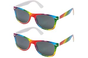 iwiio 2 Pairs Pride Sunglasses Gay Pride Accessories Women & Men Rainbow Sunglasses LGBTQ Sunglasses for Daily Wear and Festivals Pride Party Rainbow Parades Celebration